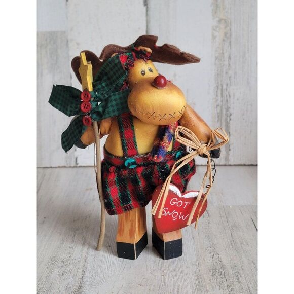 Unique rustic reindeer staff star got snow? Xmas figure - Picture 2 of 7